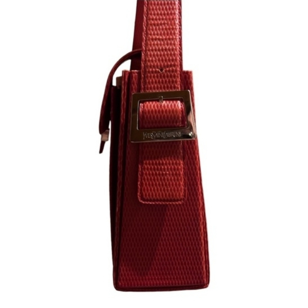 Vintage Yves Saint Laurent Rive Gauche Embossed Leather Structured Shoulder Bag - Picture 3 of 16